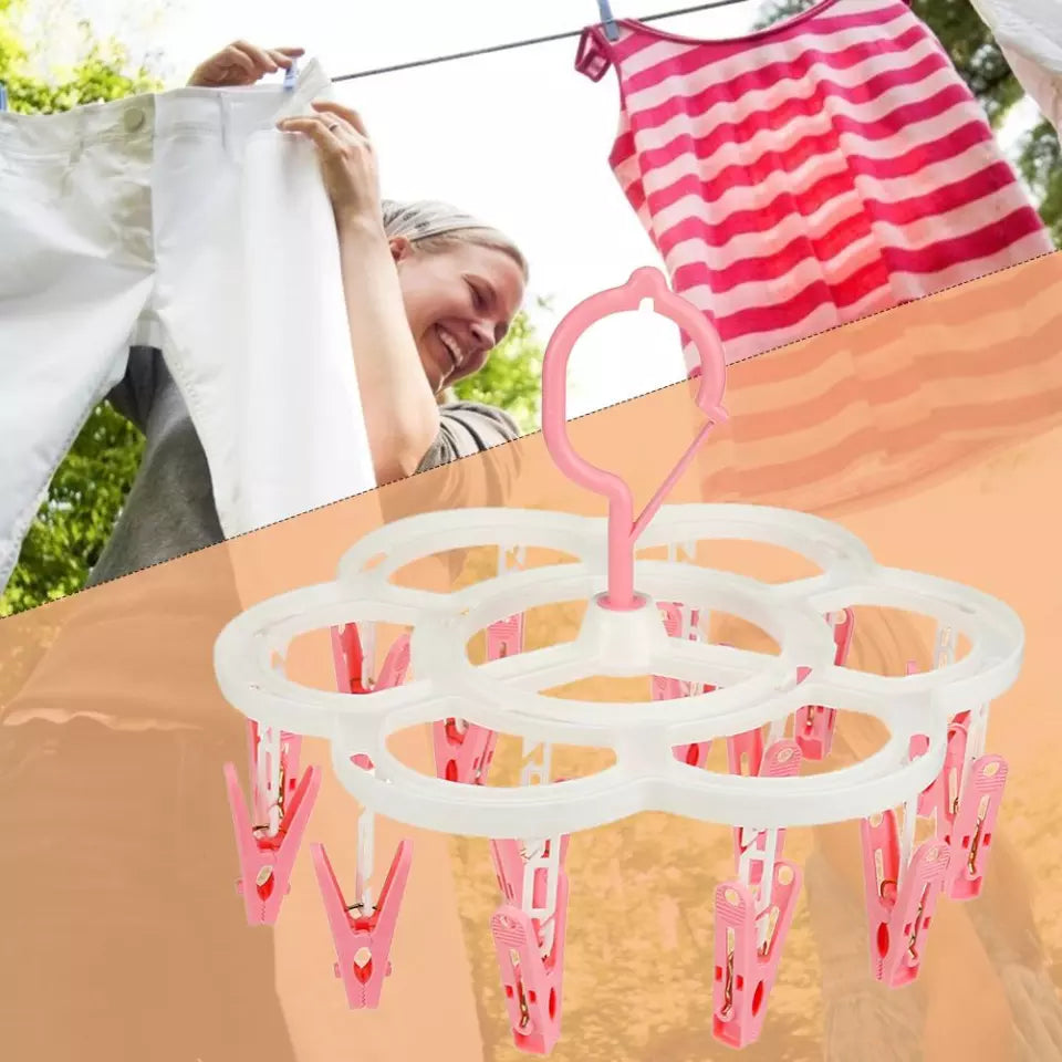 32 Clips Folding Clothes Socks dryer Hanger Portable Socks Cloth Hanger Rack Clothe Drying Rack Sock Holder Plastic Drying Rack