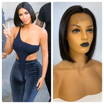 Blunt Cut Bob Wig Brazilian Lace Front Human Hair Wigs Straight Bob Wig For Women Remy 13X4 Lace Closure Bob Wigs With Baby Hair