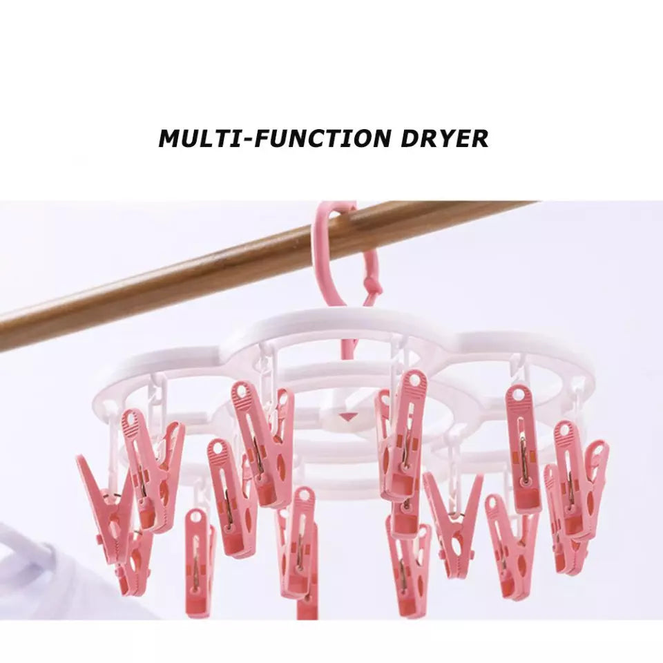 32 Clips Folding Clothes Socks dryer Hanger Portable Socks Cloth Hanger Rack Clothe Drying Rack Sock Holder Plastic Drying Rack