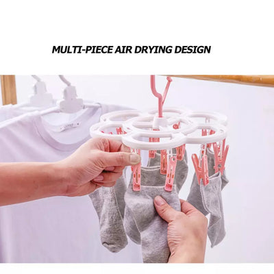 32 Clips Folding Clothes Socks dryer Hanger Portable Socks Cloth Hanger Rack Clothe Drying Rack Sock Holder Plastic Drying Rack