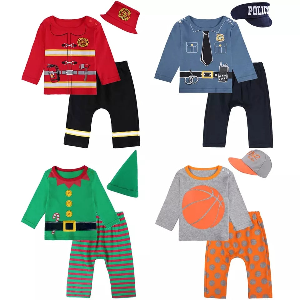 Baby Boy Clothes Baby Girl Clothes Newborn Clothing Sets Infant Christmas Clothes Set Fireman Policeman Cosplay Clothes