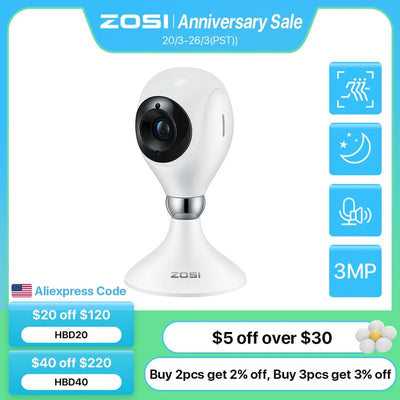 2K Indoor WiFi Security Camera with 2-Way Audio