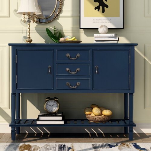 Blue Square Table with 3 Drawer