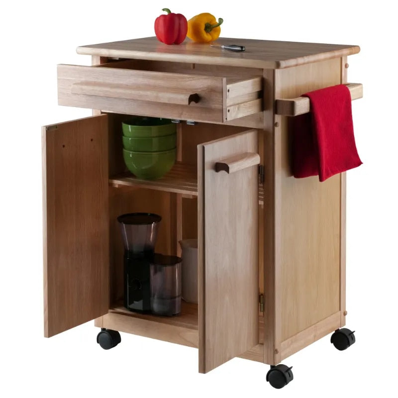 Winsome Wood Hackett Kitchen Storage Cart, Natural Finish