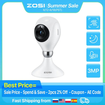 2K Indoor WiFi Security Camera with 2-Way Audio