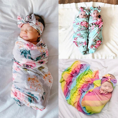 Floral Swaddle With Headband